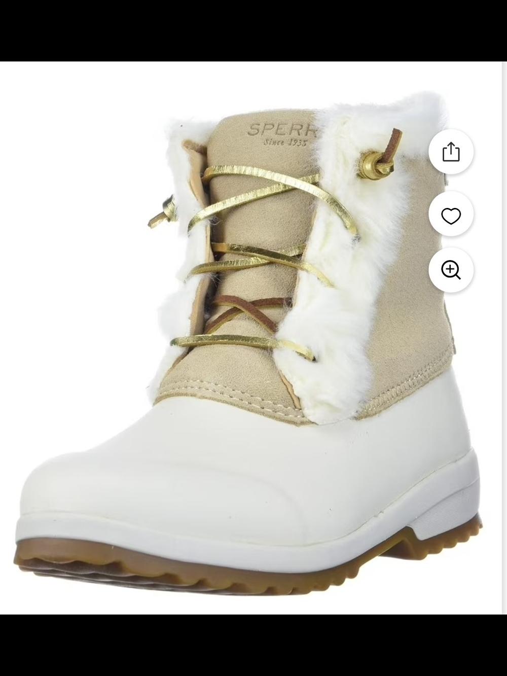Sperry Women's White and Tan Faux-Fur Winter Boot